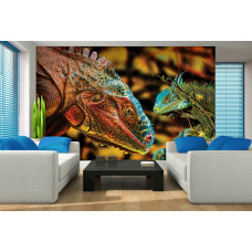 Fototapete eines Komodowarans in natürlicher Umgebung, perfekt für das Wohnzimmer.