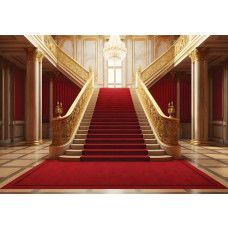 Eine Fototapete mit einer königlichen Treppe in einem Palast, mit einem Fokus auf Architektur und Eleganz.
