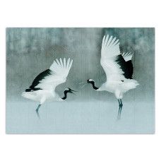 Fotobehang met geschilderde kraanvogels in grijze tinten