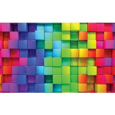Fototapete mit bunten 3D-Kuben in moderner Optik, die einen lebendigen und räumlichen Effekt erzeugen.
