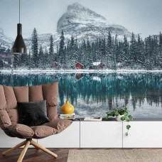 Eine einzigartige Fototapete des Yoho-Nationalparks, mit dem O'Hara-See in seiner ganzen Pracht, perfekt für ein Wohnzimmer.