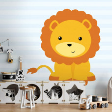 Eine Fototapete mit einem Löwen für das Babyzimmer und Spielzimmer.
