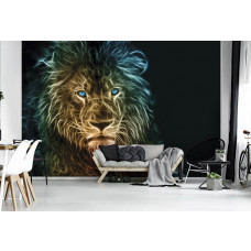 Fototapete Blauäugiger Löwe für das Wohnzimmer.