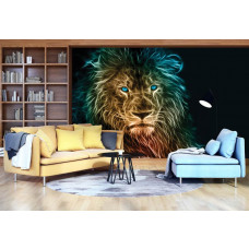 Fototapete Blauäugiger Löwe für das Wohnzimmer.