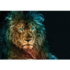 Fototapete Blauäugiger Löwe, beeindruckendes Tierportrait.