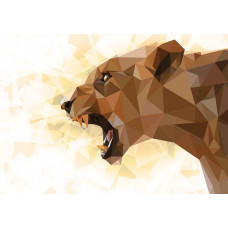 Fototapete einer Löwin, kunstvoll gemalt in warmen Tönen.