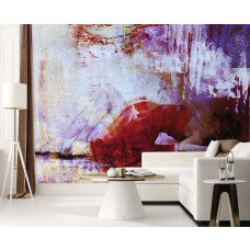Fotobehang met abstracte afbeelding van een liggende vrouw in paarse tinten
