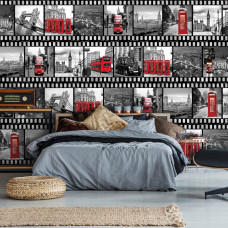 Fototapete mit den Londoner Wahrzeichen Big Ben und Tower Bridge für das Kinderzimmer.