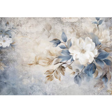 Luxuriöse Blumenpracht auf einer Betonwand, dargestellt auf einer künstlerischen Vliestapete.