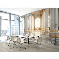 Fototapete eines luxuriösen Gebäudes mit goldenen Säulen in einem Geschäftsraum.