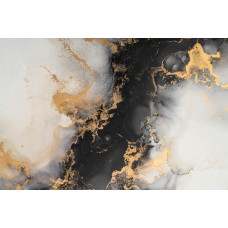 Fototapete aus luxuriösem goldenem Marmor kombiniert mit Naturstein und industriellen Elementen für einen robusten Look.