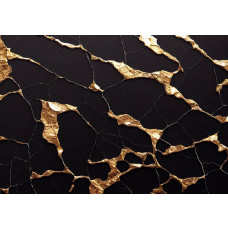 Eine luxuriöse Fototapete mit schwarzem und goldenem Marmor, mit einer eleganten Kombination aus dunklen Marmormustern und Goldakzenten.