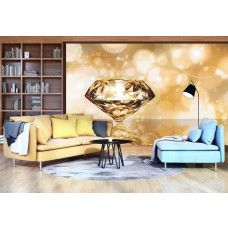 Eine Fototapete mit luxuriösen Diamanten in Gold und Weiß, die ein elegantes und anspruchsvolles Aussehen verleiht.