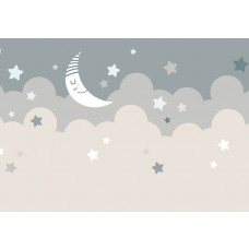 Fototapete mit Mond und Sternen, mit einem zauberhaften Zauber für Baby- und Kinderzimmer.