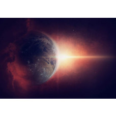 Magischer Planet Erde mit Sternen und kosmischen Elementen auf dieser Fototapete, mit einem mystischen Weltraum-Look.