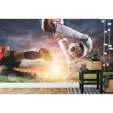 Fototapete, die eine magische Finte beim Fußball in einem Kinderzimmer zeigt.