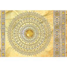 Goldenes Mandala-Muster im indischen Stil, perfekt wiedergegeben in einer eleganten Fototapete.