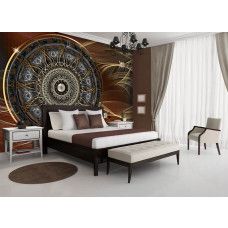 Fototapete mit einem detaillierten Mandala im indischen Stil mit abstrakten Elementen.