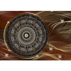 Fototapete mit einem Mandala-Muster im indischen Stil, perfekt für ein ruhiges und exotisches Ambiente.