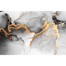 Fototapete aus Marmor in Grau- und Goldtönen, kombiniert mit abstrakten Formen und weißen Details für einen frischen Look.