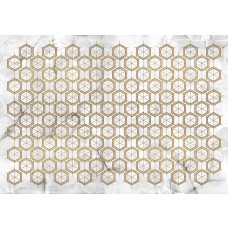 Diese Fototapete kombiniert Grün und Gold in einem schönen Marmormuster mit luxuriösen Details, geeignet für eine stilvolle Umgebung.