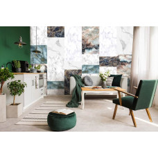 Eine Marmor-Mosaik-Fototapete mit stilvoller Ausstrahlung, geeignet fürs Wohnzimmer.