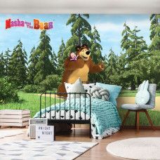 Eine Fototapete mit Mascha und dem Bären, geeignet für das Jungenzimmer.