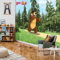 Eine Fototapete mit Mascha und dem Bären für das Kinderzimmer.