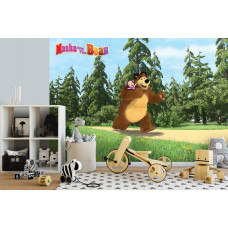 Eine Fototapete mit Mascha und dem Bären, ideal für das Spielzimmer.