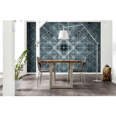 Eine abstrakte Fototapete mit Matrix-Muster, die einen futuristischen Look hat. Dieses Design bringt einen modernen und künstlerischen Touch in das Wohnzimmer.