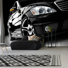 Fototapete mit einem schwarzen Mercedes-Benz für das Kinderzimmer.