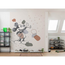 Eine Fototapete mit Mickey Mouse in einem fröhlichen Konfetti-Design, perfekt für ein Kinderzimmer.
