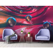 Eine Fototapete eines farbenfrohen modernen Gemäldes, geeignet für das Schlafzimmer, Büro und Wohnzimmer.