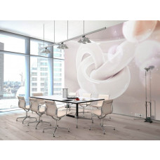 Eine Fototapete mit moderner Kunst von 3D-Ringen in der Küche.