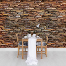 Eine Fototapete von einer modernen Steinwand im industriellen Stil in der Küche.