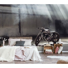 Fototapete mit Motorrad für das Schlafzimmer.