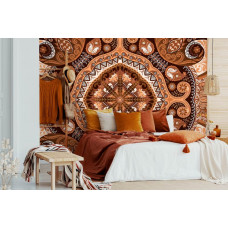 Eine Fototapete mit einem orangefarbenen abstrakten Mzaļek-Muster.