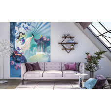 Fototapete mit Mulan, Fa und Mushu von Disney im chinesischen Stil.