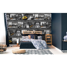 Fototapete eines New Yorker Filmstreifens mit der Freiheitsstatue für das Schlafzimmer.