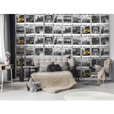 Eine Fototapete von New York mit der Freiheitsstatue und einem gelben Taxi, perfekt für das Schlafzimmer.