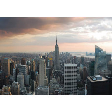 New Yorker Skyline mit Wolkenkratzern und Wohngebäuden, städtisch gerendert auf einer modernen Fototapete.
