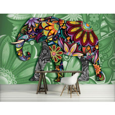 Eine Fototapete mit abstrakter Elefantenkunst für das Büro.