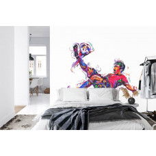 Fototapete mit dem spektakulären Fallrückzieher eines Fußballers in einem Schlafzimmer.