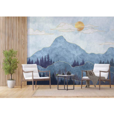 Ein Fototapet von einer östlichen Landschaft mit Bergen in einem Büro mit Airtex.