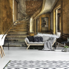 Eine Fototapete mit einem alten Gebäude für das Wohnzimmer.