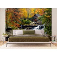 Fototapete einer alten Getreidemühle im Babcock State Park, die das ländliche Flair ins Schlafzimmer bringt.