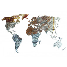 Fototapete einer alten Weltkarte mit rostigen Metalldetails im Vintage-Stil.