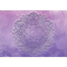 Violettes Mandala auf Fototapete in violetten Tönen, im Stil abstrakter Kunst.