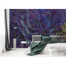 Eine Fototapete mit einer lila Rose für das Schlafzimmer.