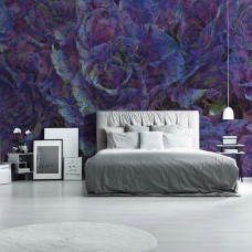 Eine Fototapete mit einer lila Rose für das Wohnzimmer und Schlafzimmer.